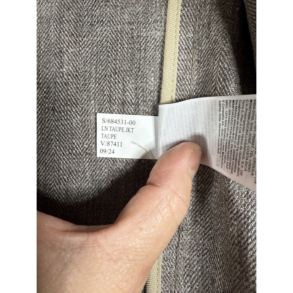 Banana Republic Blazer Mens 44R Taupe 100% Linen Herringbone Sport Coat NEW - Picture 7 of 15